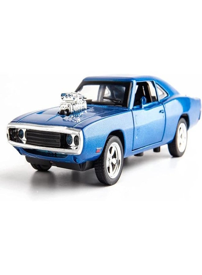 AHBHT Kids Model 1:32 Fast & Furious 7 Die Cast Metal Car Pull Back Action Opening Doors with Realistic Engine Sound Lights Toy Car Gift for Boys - Blue - Image 1